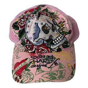 Ed Hardy Love Kills Slowly Embroidered Pink Cap